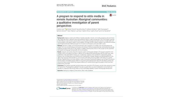 A program to respond to otitis media in remote Australian Aboriginal communities: a qualitative investigation of parent perspectives